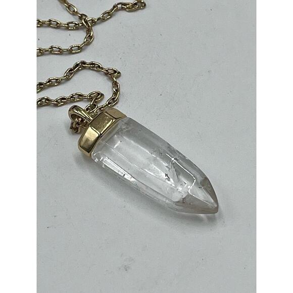 STELLA & DOT Gold Toned Chain Clear Quartz obelisk Amulet Pendant Necklace - Picture 12 of 14